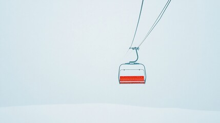 Ski Lift Ascending Through Snowy Winter Landscape.