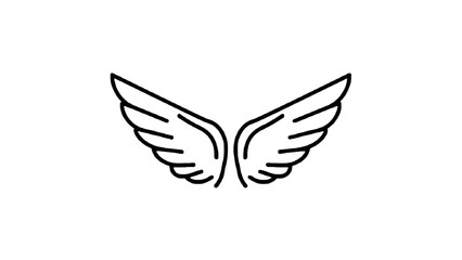 Fototapeta premium Minimalist Thin Line Art Angel Wings Illustration