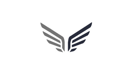 Obraz premium Minimalist Grey Geometric Wing Logo for Branding