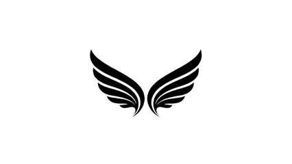 Obraz premium Minimalist Black Curved Wings Vector Icon