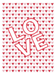 Fototapeta premium Love Typography Vector Illustration with Heart Pattern