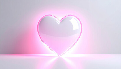 淡いグレーにピンクのハート光がやさしく溶け込むモダン・バレンタイン背景素材 &ndash; Soft Pink Glow on Light Gray Modern Valentine Background