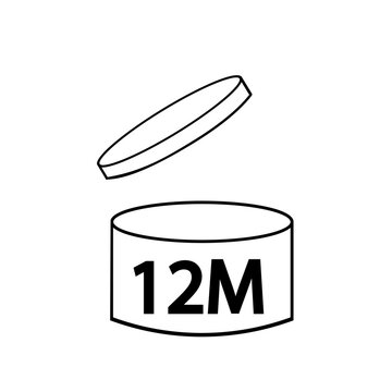 12 Month. Period after opening, PAO symbol, expiration date,Pao cosmetic icon mark 
