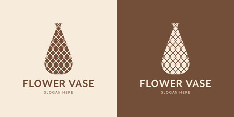 Stylish brown flower vase logo