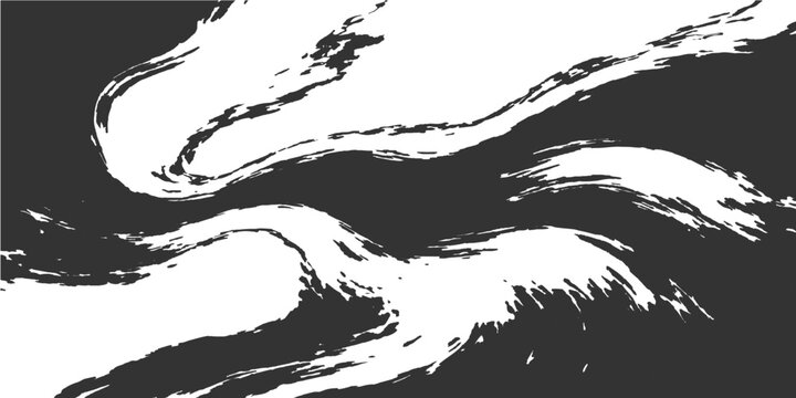 Hand drawn vector illustration set of a lion and eagle featuring black ink brush strokes and messy paint splatters with a dark grunge texture frame design on a white background element