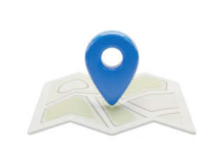 Blue map pin on a map illustration, symbolizing location and navigation, perfect for travel and direction concepts isolated on transparent background