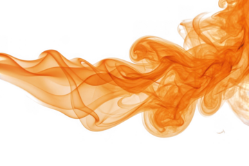Orange smoke swirl isolated on transparent background