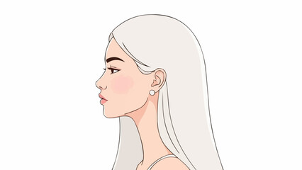 Profile portrait of a young woman with long blonde hair. © Bintang