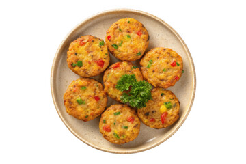 Savory vegetable fritters isolated on transparent background