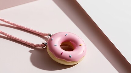 Pink Donut Pattern on Pastel Background &ndash; Minimal Flat Lay Dessert Aesthetic Image