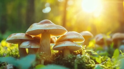 Mushrooms In Sunlight