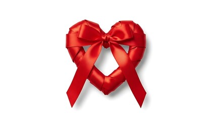Red ribbon bow isolated on white background