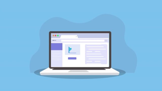 Modern Laptop Displaying Website Interface on Blue Background.