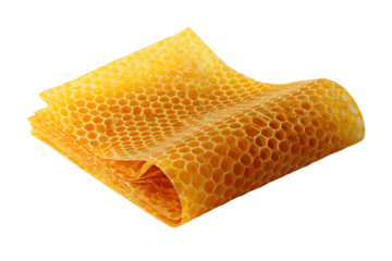 A yellow piece of paper with a honeycomb pattern. The paper is folded and has a honeycomb pattern, png