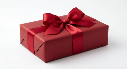 Obraz premium A beautifully wrapped red gift box with an elegant satin bow, perfect for a romantic valentine's day surprise, symbolizing love and celebration