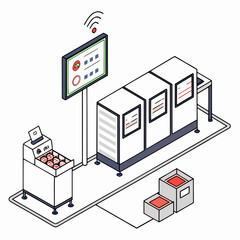 Fototapeta premium Smart Food Continuous Process Monitoring Technology Concept Featuring Industrial IoT Sensors and Production Tracking System