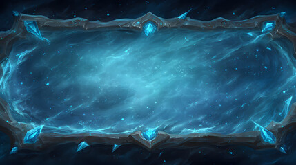 Fantasy world ice core style background with frozen textures and centered empty copy space