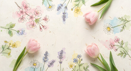 Soft watercolor floral frame for Valentine's Day, perfect for invitations and greeting cards with a romantic touch