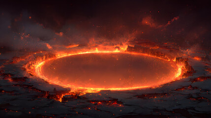 Fantasy world molten core style background with fiery textures and centered empty copy space