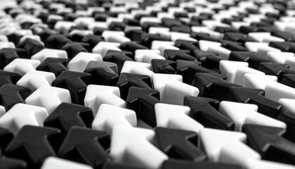 Fototapeta premium Abstract black and white arrow pattern creating optical illusion.