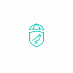 Obraz premium Clean line icon logo combining bird umbrella and shield for insurance or safety related concepts