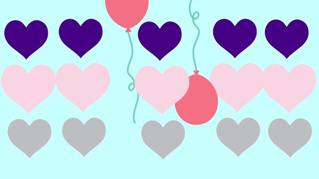 Animated heart pattern background with soft colors and gentle motion creating a romantic and playful atmosphere suitable for love themes valentine projects celebrations and decorative motion graphics.
