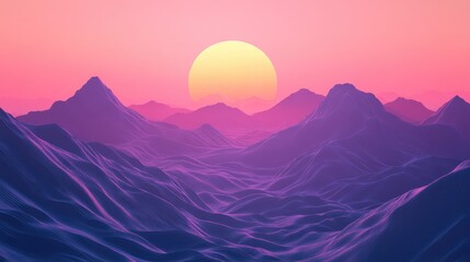 Sunset Mountainscape 3D Illustration