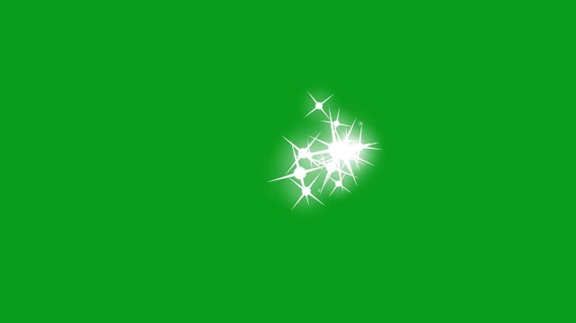 Sparkle glittering star dust trail sparkling particles green screen background. white cartoon, doodles style stars blinking. 4k