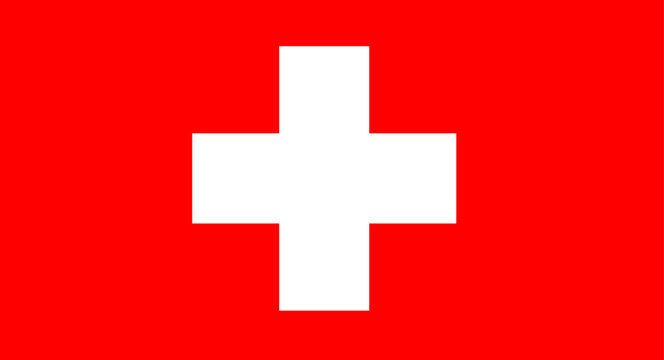 Switzerland national flag showing a white cross on a red background