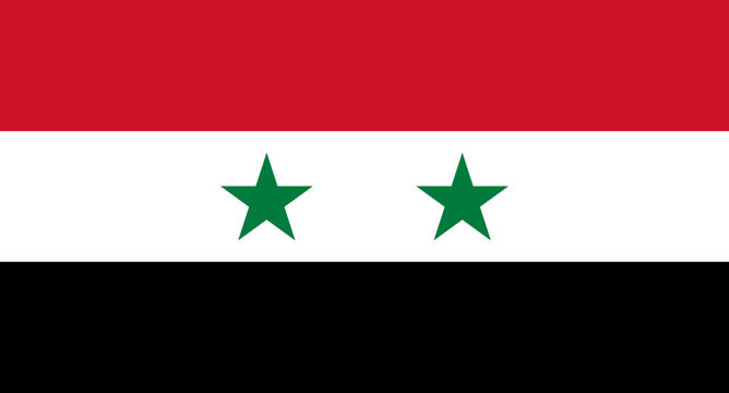 Syria flag showing national colors and green stars