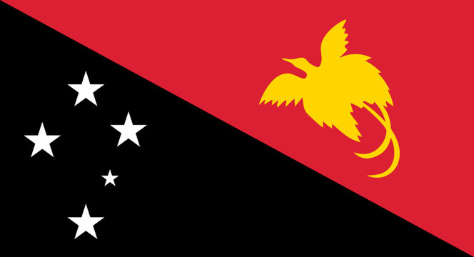Papua New Guinea flag displaying Southern Cross and Raggiana bird of paradise