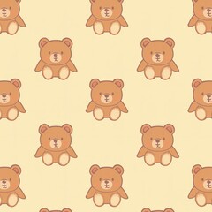 Fototapeta premium Simple hand drawn style teddy bear pattern on light background for kids decor and digital design projects