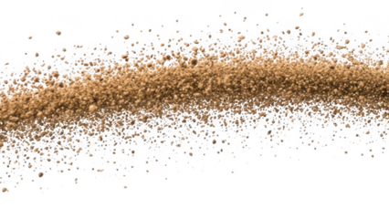 Brown powder explosion isolated on transparent background
