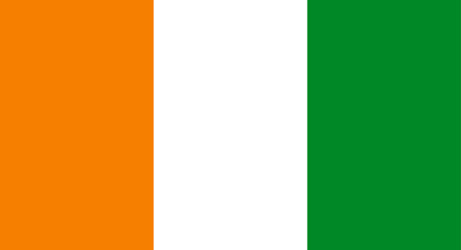 Cote d'Ivoire national flag representing independence and unity