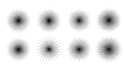 Set of starburst designs isolated on transparent background