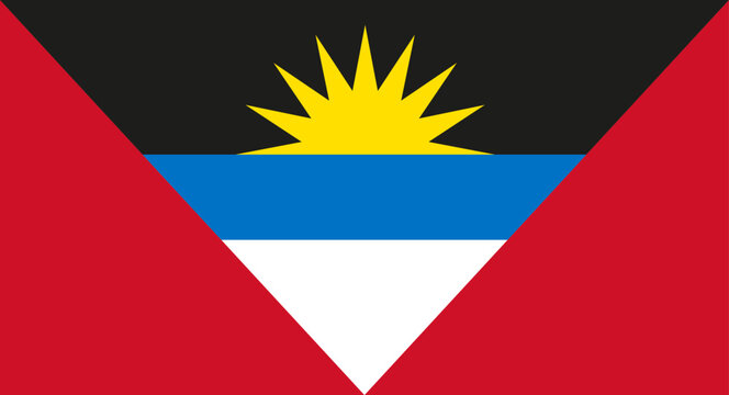 Antigua and Barbuda national flag with rising sun design