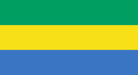 Gabon flag showing national emblem symbol and identity