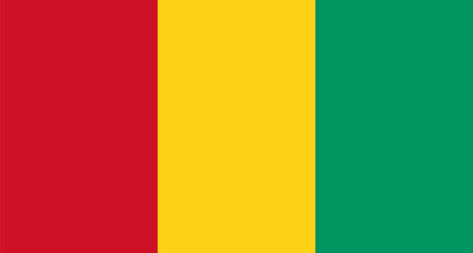 Guinea national flag showing red yellow green stripes