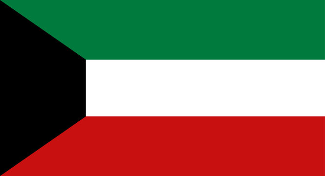 Kuwait national flag representing the Middle Eastern state