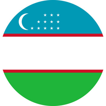 Uzbekistan flag in a round button shape
