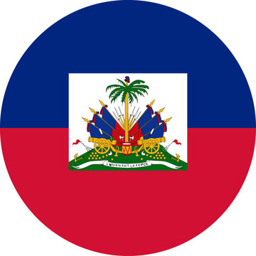 Haiti flag with coat of arms in circle shape