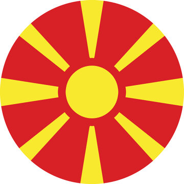 North Macedonia national flag forming a perfect circle