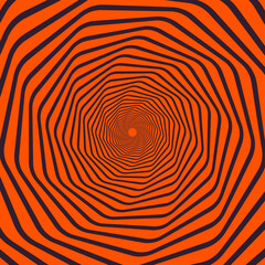 Hypnotic orange and black optical illusion pattern design