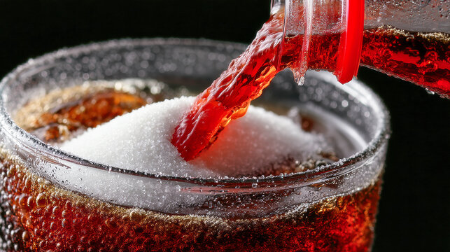 Overflowing Glass of Soda with Excess Sugar Highlighting the Dangers of Unhealthy Consumption