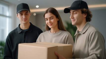 Delivery team preparing orders for shipment, workers arranging items by route and destination to support timely transport and organized logistics operations. cinematic color correction, natural