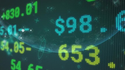 Animation of molecules, financial data and globe - Powered by Adobe