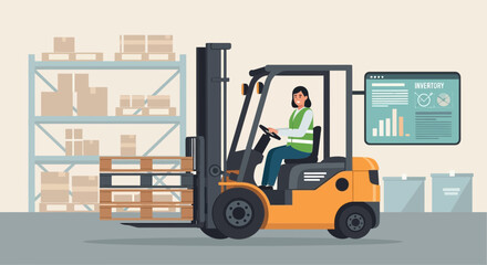 Warehouse worker operating a forklift in a storage facility