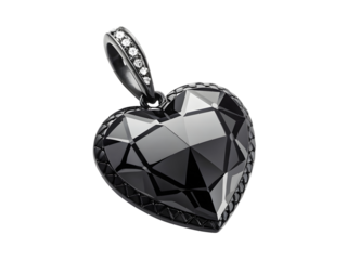 Black diamond heart pendant in luxurious style with bright studio lighting on white background for jewelry advertisement