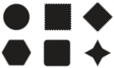 Zigzag Edge Geometric Shapes Set - Black Abstract Icons for Creative Design