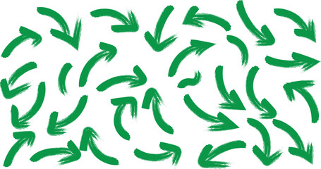 Green Curved Arrows - Dynamic Brush Stroke Patterns